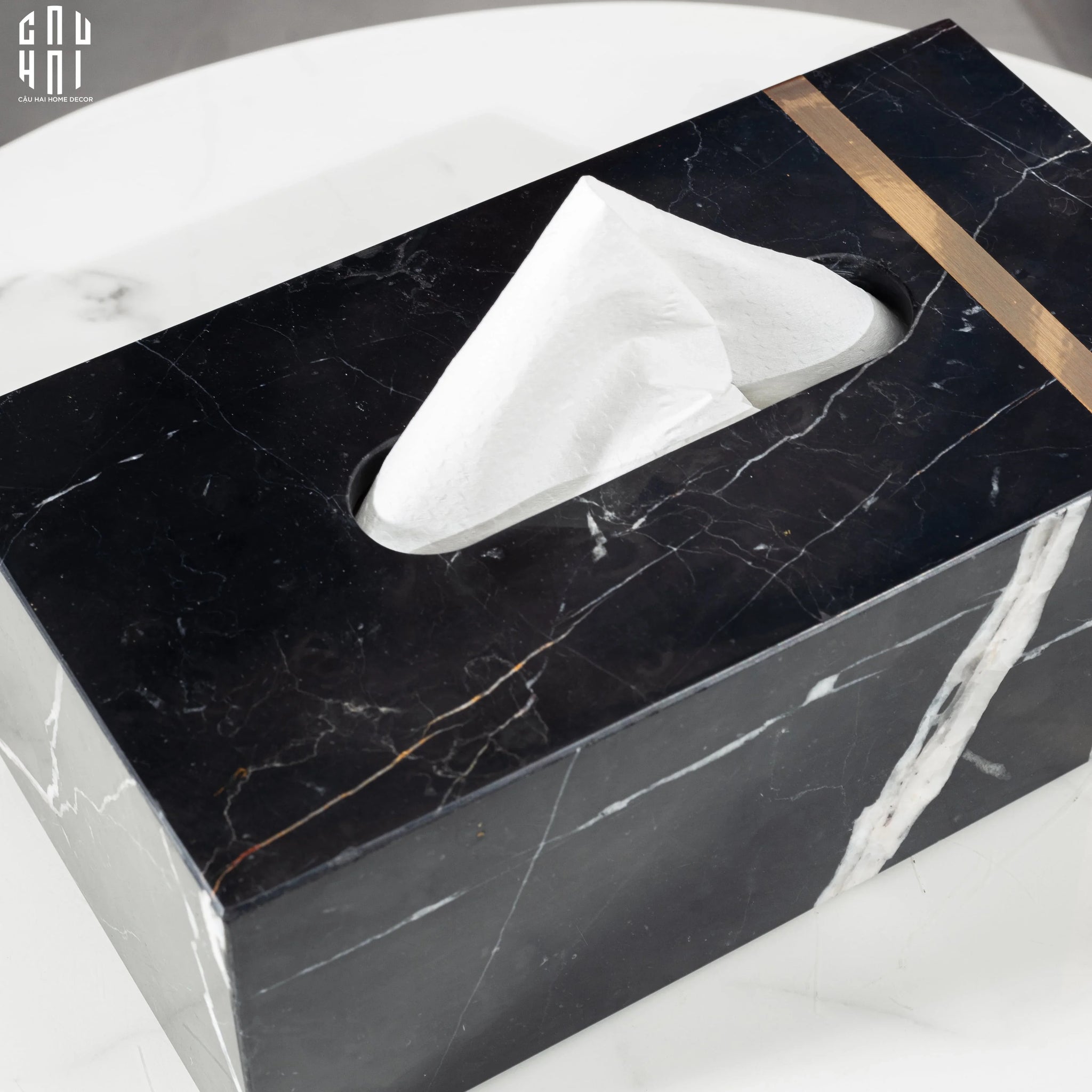 HỘP KHĂN GIẤY ARTHUR PRIME - ĐÁ MARBLE ĐEN – RECTANGLE-CẬU HAI HOME DECOR