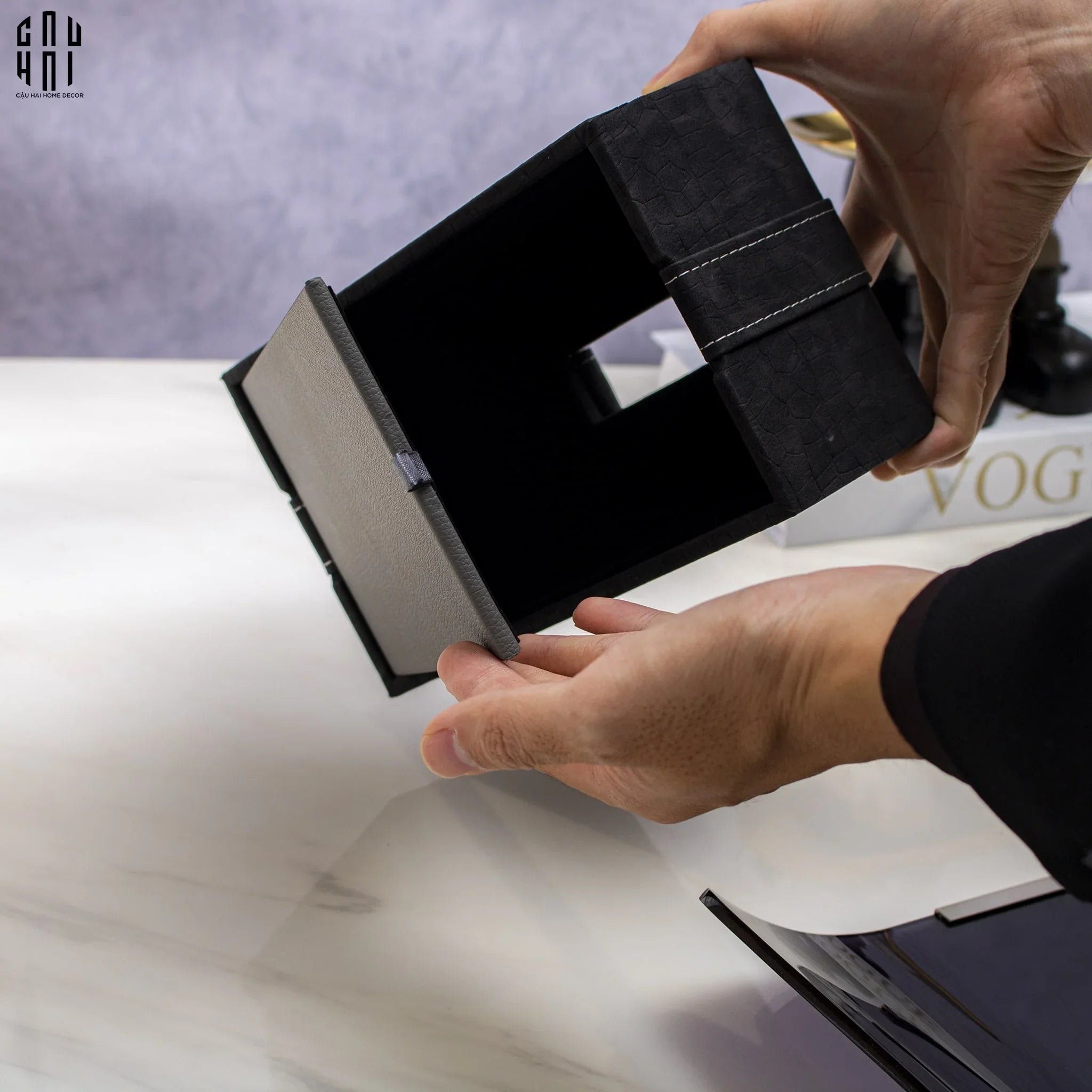 HỘP KHĂN GIẤY BAMBOO BLACK-CẬU HAI HOME DECOR