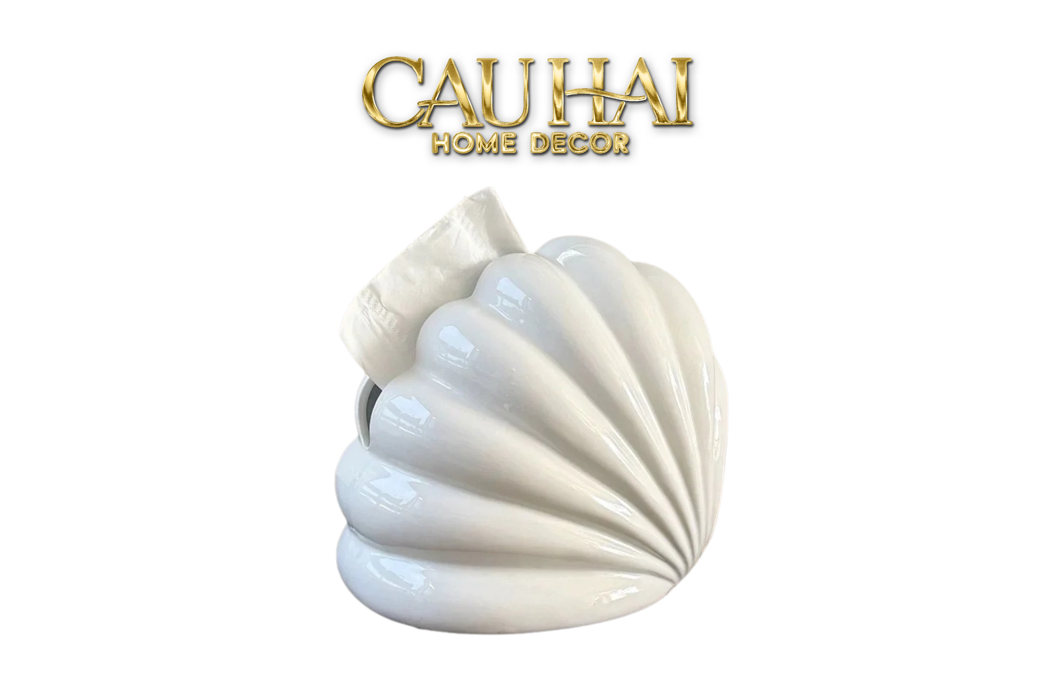 Hộp Khăn Giấy Ceramic Snow Nordic Shell Box - CẬU HAI HOME DECOR