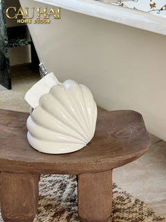 Hộp Khăn Giấy Ceramic Snow Nordic Shell Box-CẬU HAI HOME DECOR