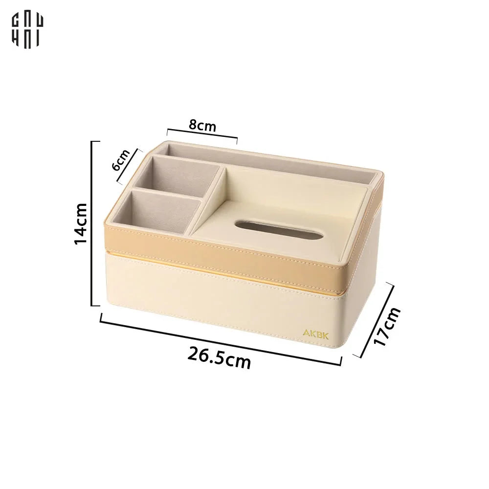 Hộp Khăn Giấy Da 4 Ngăn Remote - D'Ivoire Céline Tissue Box 17x26-CẬU HAI HOME DECOR