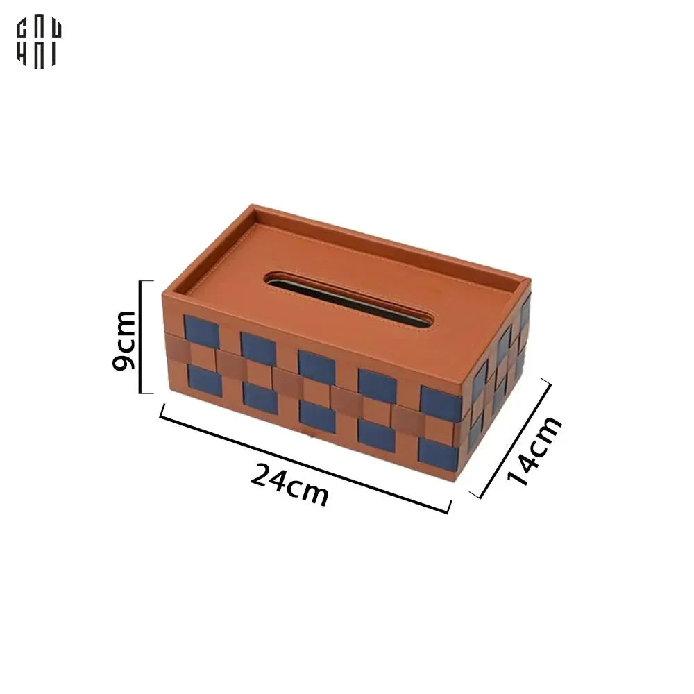 Hộp Khăn Giấy Da Auburn Ruban Leather Tissue Box-CẬU HAI HOME DECOR