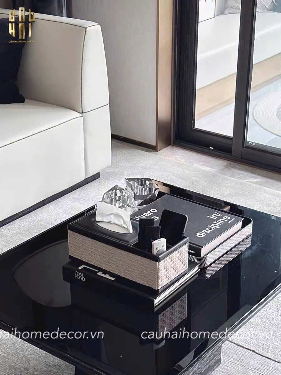 Hộp Khăn Giấy Da Black Mystic-CẬU HAI HOME DECOR