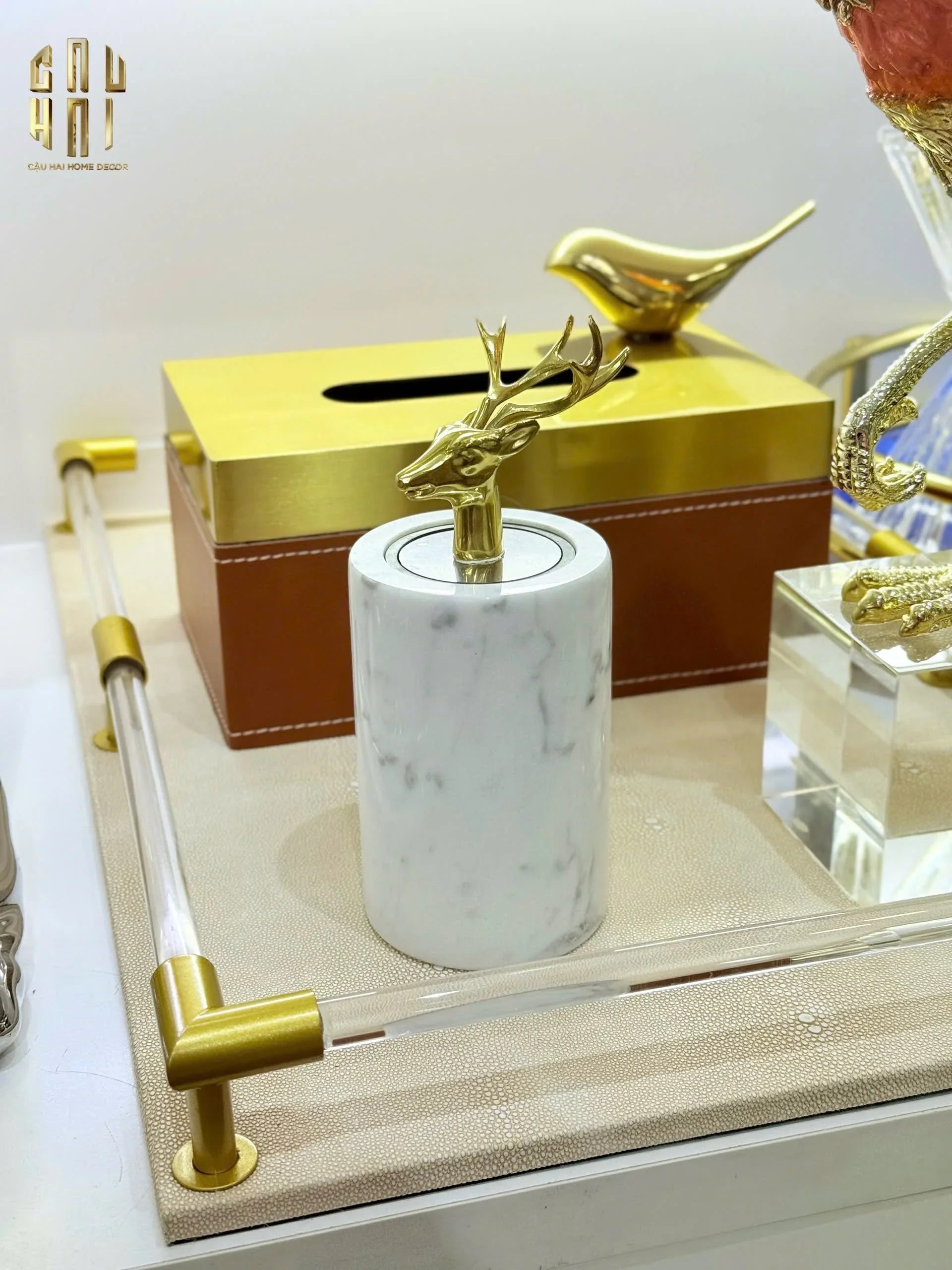 HỘP KHĂN GIẤY DA CAO CẤP COGNAC-CẬU HAI HOME DECOR