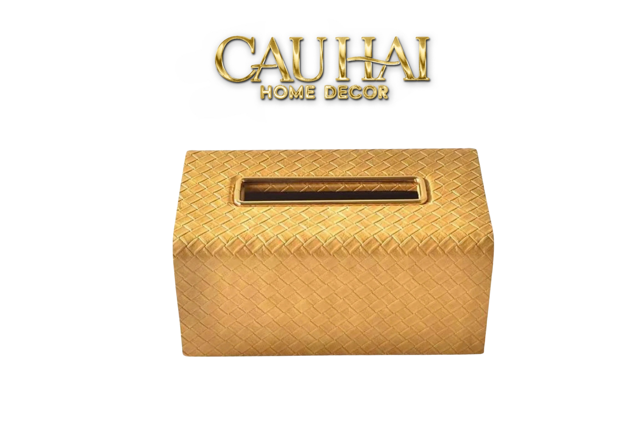 HỘP KHĂN GIẤY DA ĐAN WOVEN MUSTARD-CẬU HAI HOME DECOR