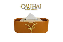 Hộp Khăn Giấy Da Golden Alley Antler Leather-CẬU HAI HOME DECOR