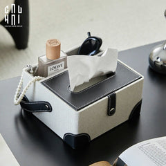Hộp Khăn Giấy Da Handy Black Evelyn-CẬU HAI HOME DECOR