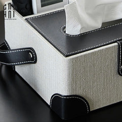 Hộp Khăn Giấy Da Handy Black Evelyn-CẬU HAI HOME DECOR