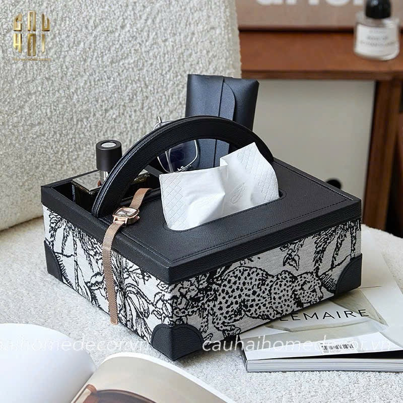 Hộp Khăn Giấy Da Handy Jungle Toile D.O - CẬU HAI HOME DECOR