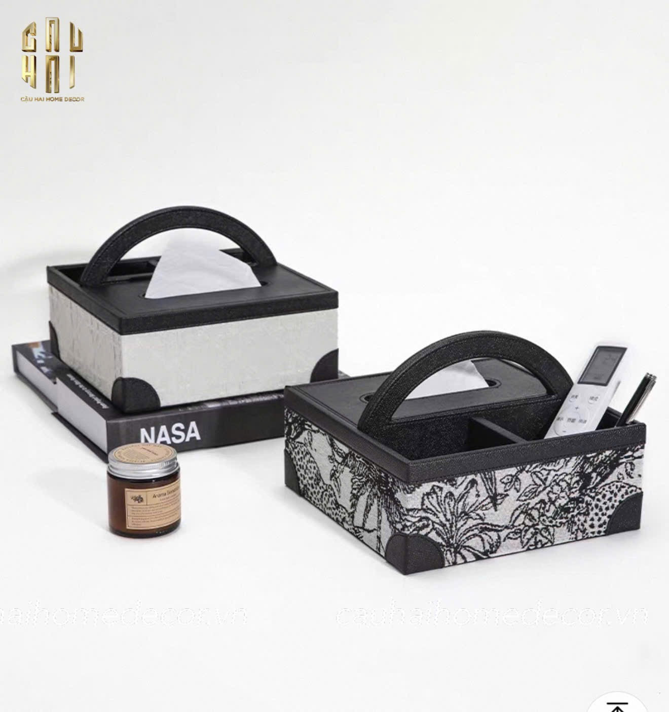 Hộp Khăn Giấy Da Handy Jungle Toile D.O - CẬU HAI HOME DECOR