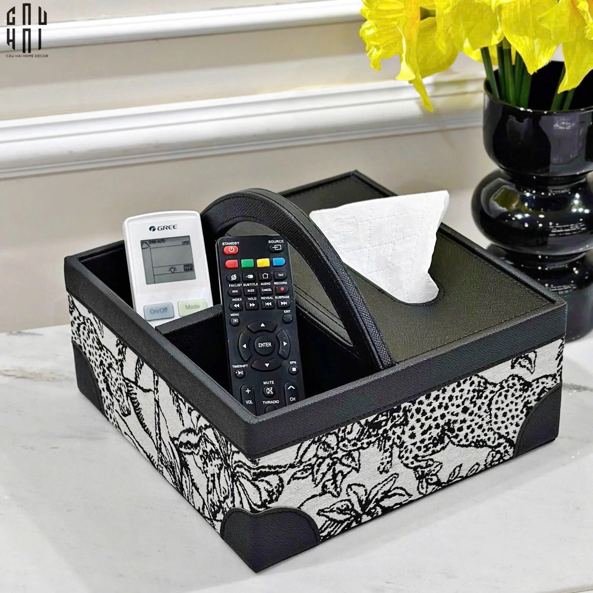 HỘP KHĂN GIẤY DA HANDY JUNGLE TOILE D.O-CẬU HAI HOME DECOR