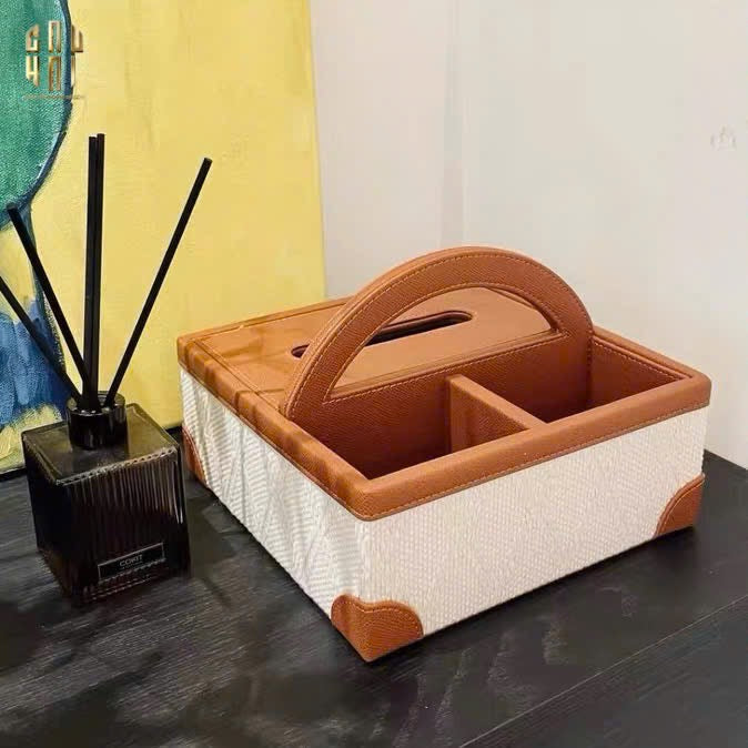 HỘP KHĂN GIẤY DA HANDY MARRON 3 NGĂN-CẬU HAI HOME DECOR