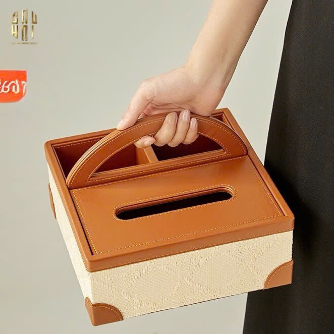 HỘP KHĂN GIẤY DA HANDY MARRON 3 NGĂN-CẬU HAI HOME DECOR