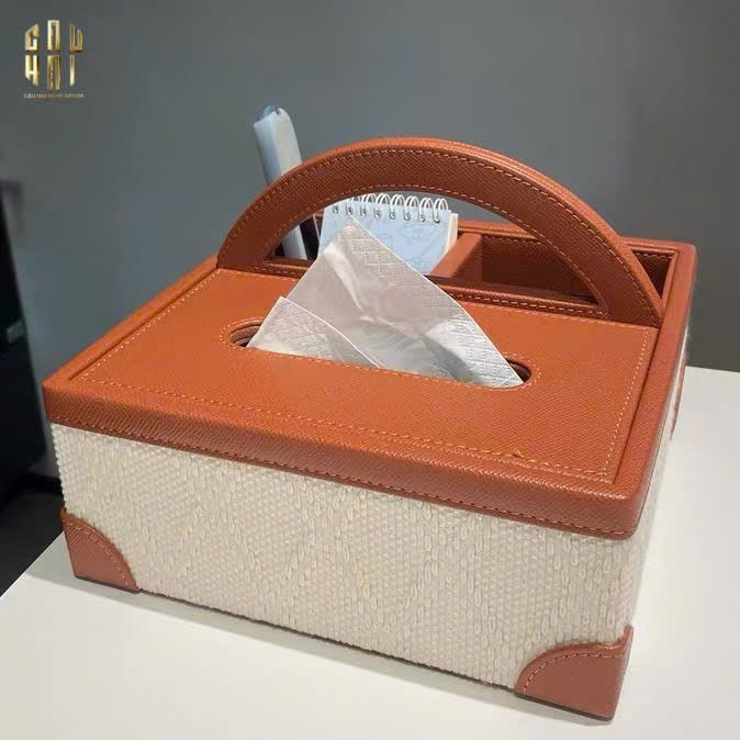 HỘP KHĂN GIẤY DA HANDY MARRON 3 NGĂN-CẬU HAI HOME DECOR
