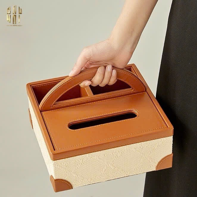HỘP KHĂN GIẤY DA HANDY MARRON 3 NGĂN-CẬU HAI HOME DECOR
