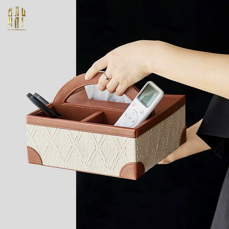 HỘP KHĂN GIẤY DA HANDY MARRON 3 NGĂN-CẬU HAI HOME DECOR