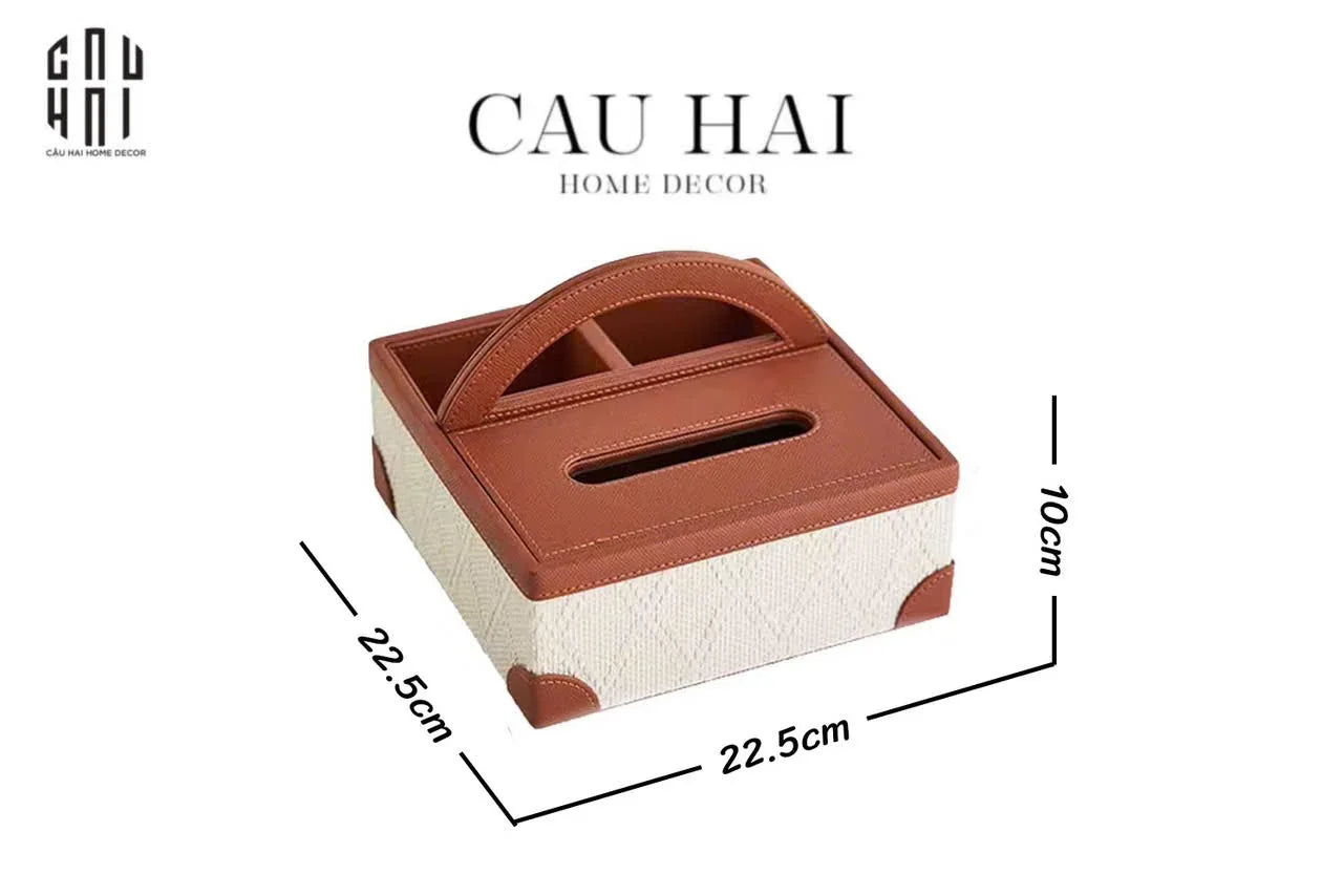 HỘP KHĂN GIẤY DA HANDY MARRON 3 NGĂN-CẬU HAI HOME DECOR