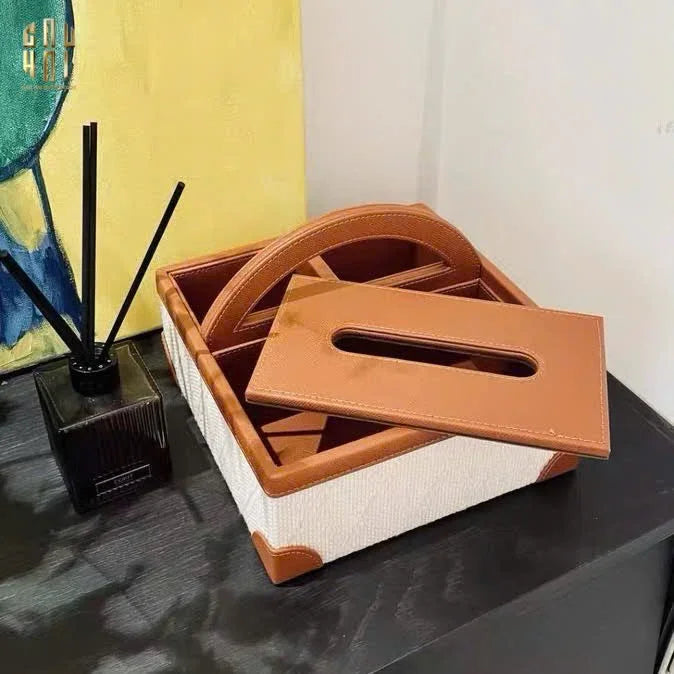 HỘP KHĂN GIẤY DA HANDY MARRON 3 NGĂN-CẬU HAI HOME DECOR