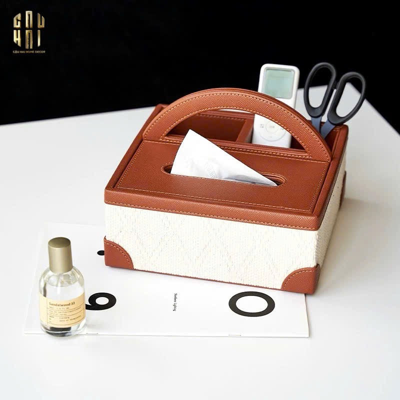 HỘP KHĂN GIẤY DA HANDY MARRON 3 NGĂN-CẬU HAI HOME DECOR