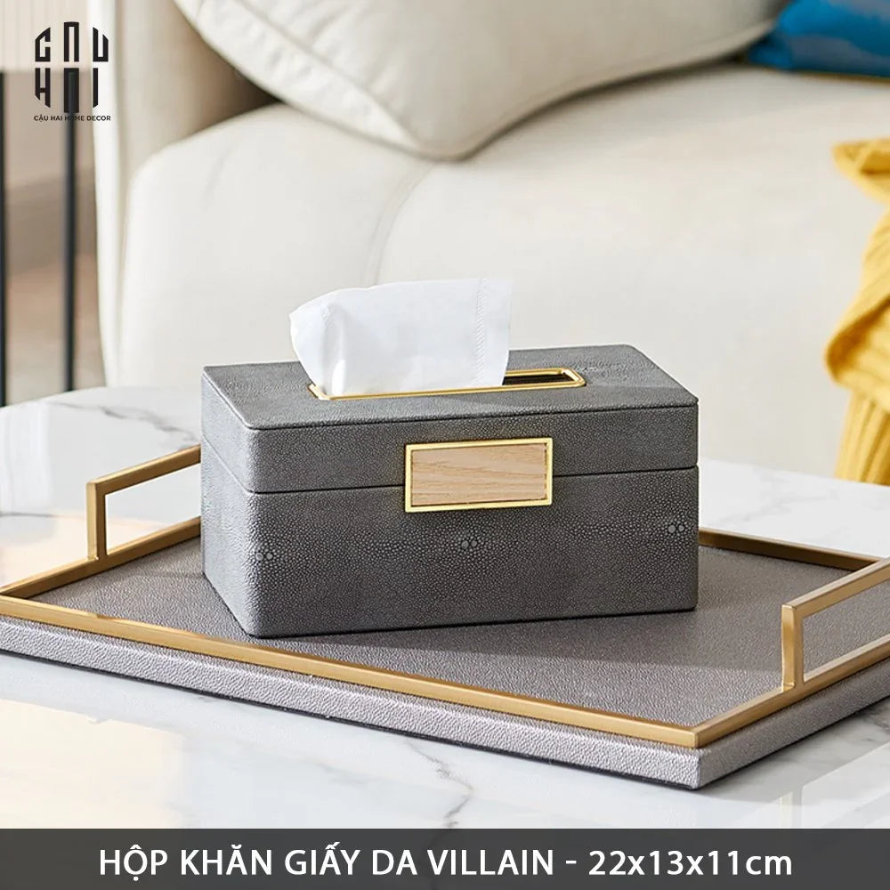 Hộp Khăn Giấy Da Lux Leather Villain-CẬU HAI HOME DECOR