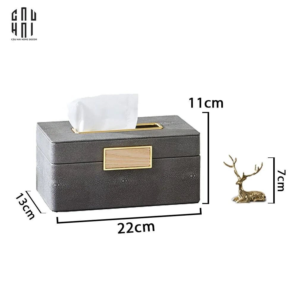 Hộp Khăn Giấy Da Lux Leather Villain-CẬU HAI HOME DECOR