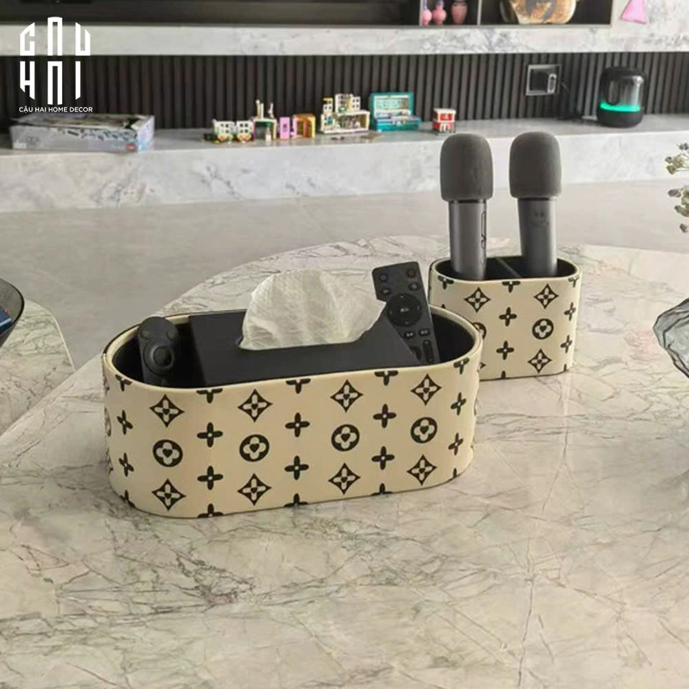 Hộp Khăn Giấy Da Peau D'Ivoire Fleurissant Monogram Up-HỘP KHĂN GIẤY-Đối tác tại Trung Quốc theo từng đơn đặt hàng-CẬU HAI HOME DECOR