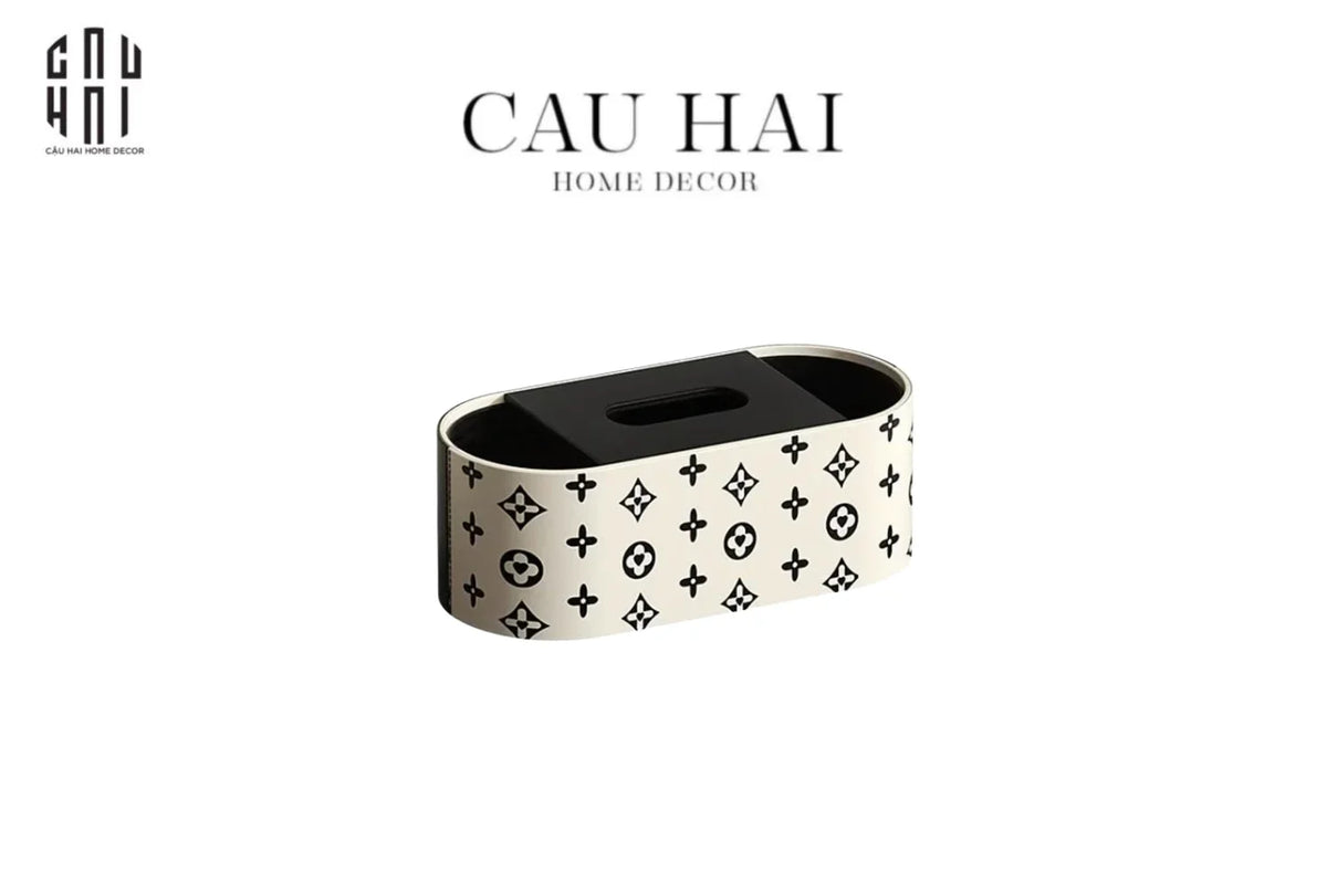 Hộp Khăn Giấy Da Peau D'Ivoire Fleurissant Monogram Up-HỘP KHĂN GIẤY-CẬU HAI HOME DECOR