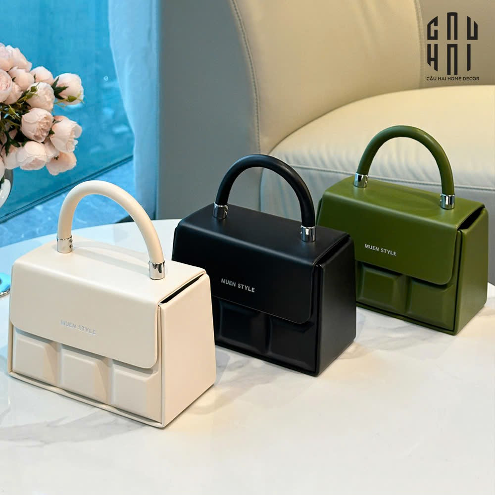 Hộp Khăn Giấy Da Savoir "La Damme Iconique" Lady Bag-CẬU HAI HOME DECOR