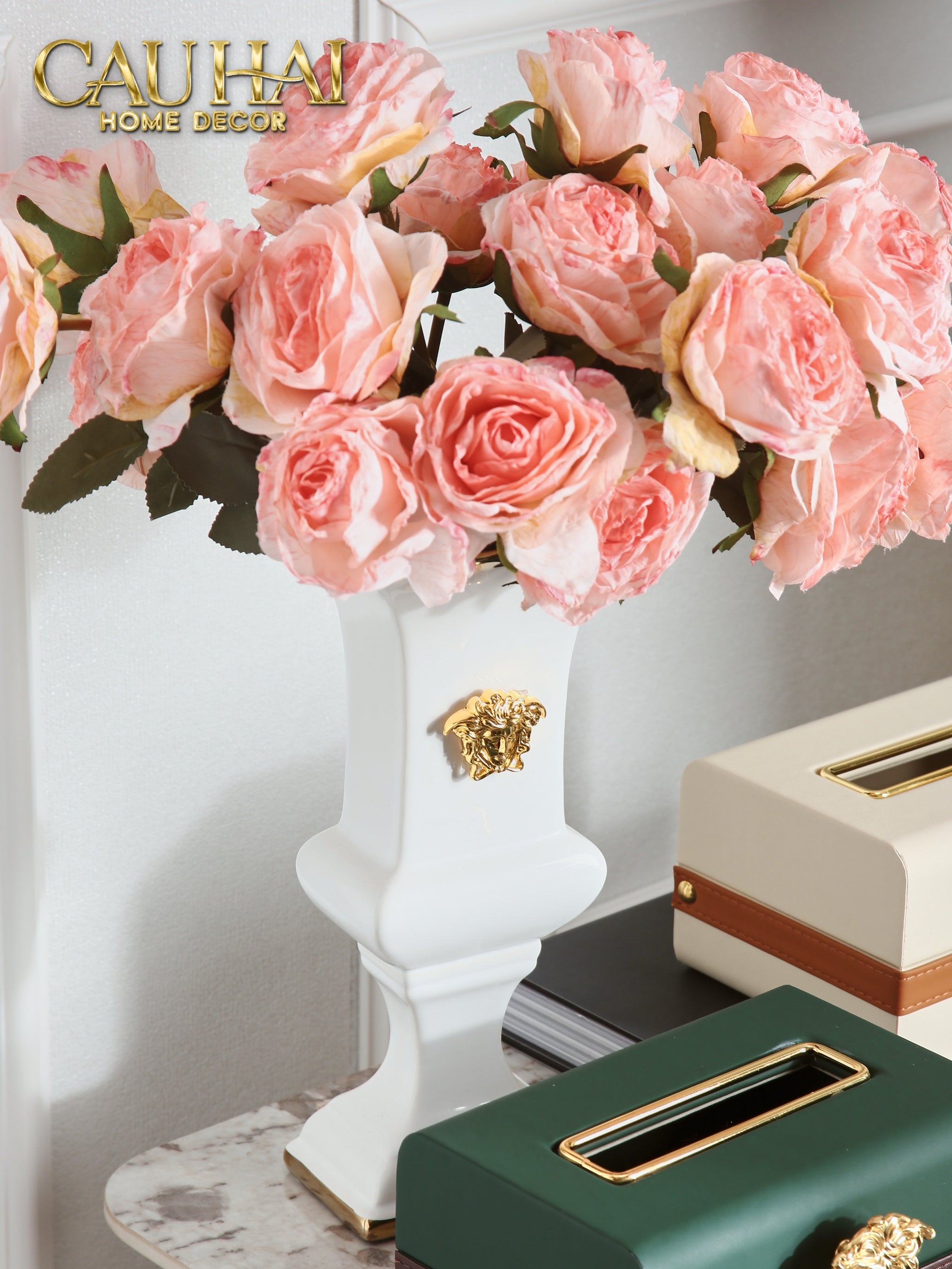 Hộp Khăn Giấy Lux Ivory Leather Medus Spéciale Édition - CẬU HAI HOME DECOR