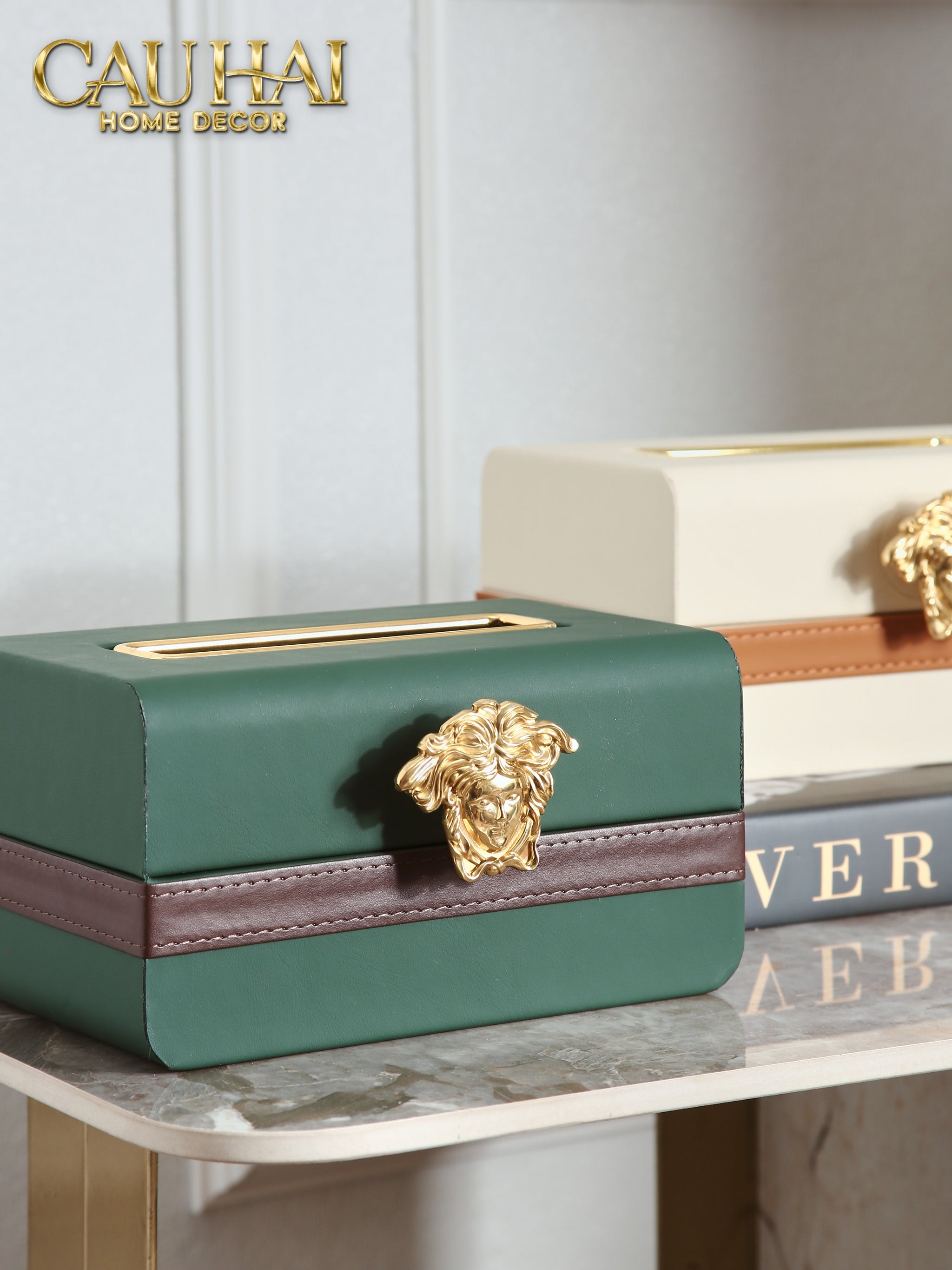 Hộp Khăn Giấy Lux Veridant Leather - Medusa Spéciale Édition - CẬU HAI HOME DECOR