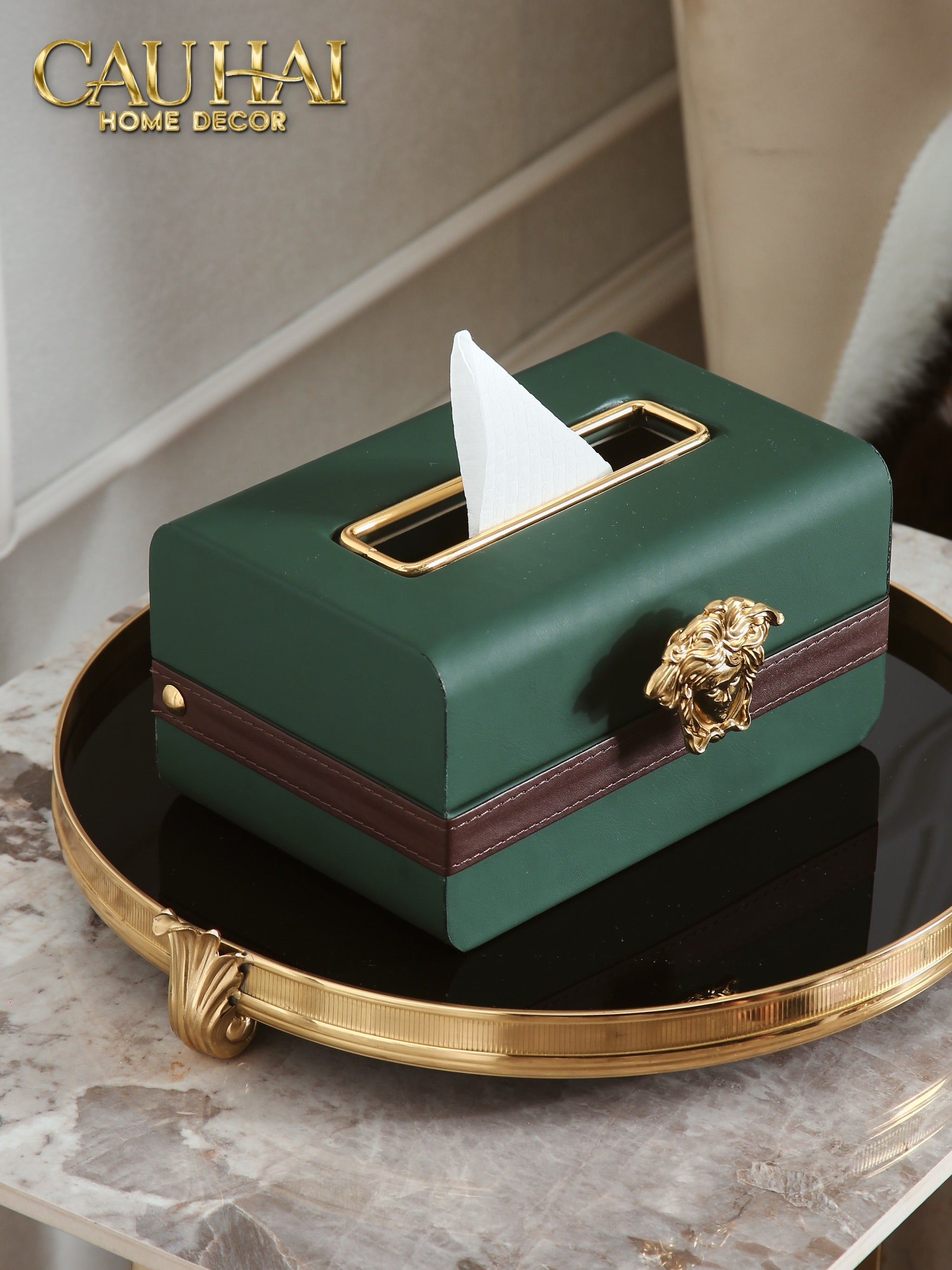 Hộp Khăn Giấy Lux Veridant Leather - Medusa Spéciale Édition - CẬU HAI HOME DECOR