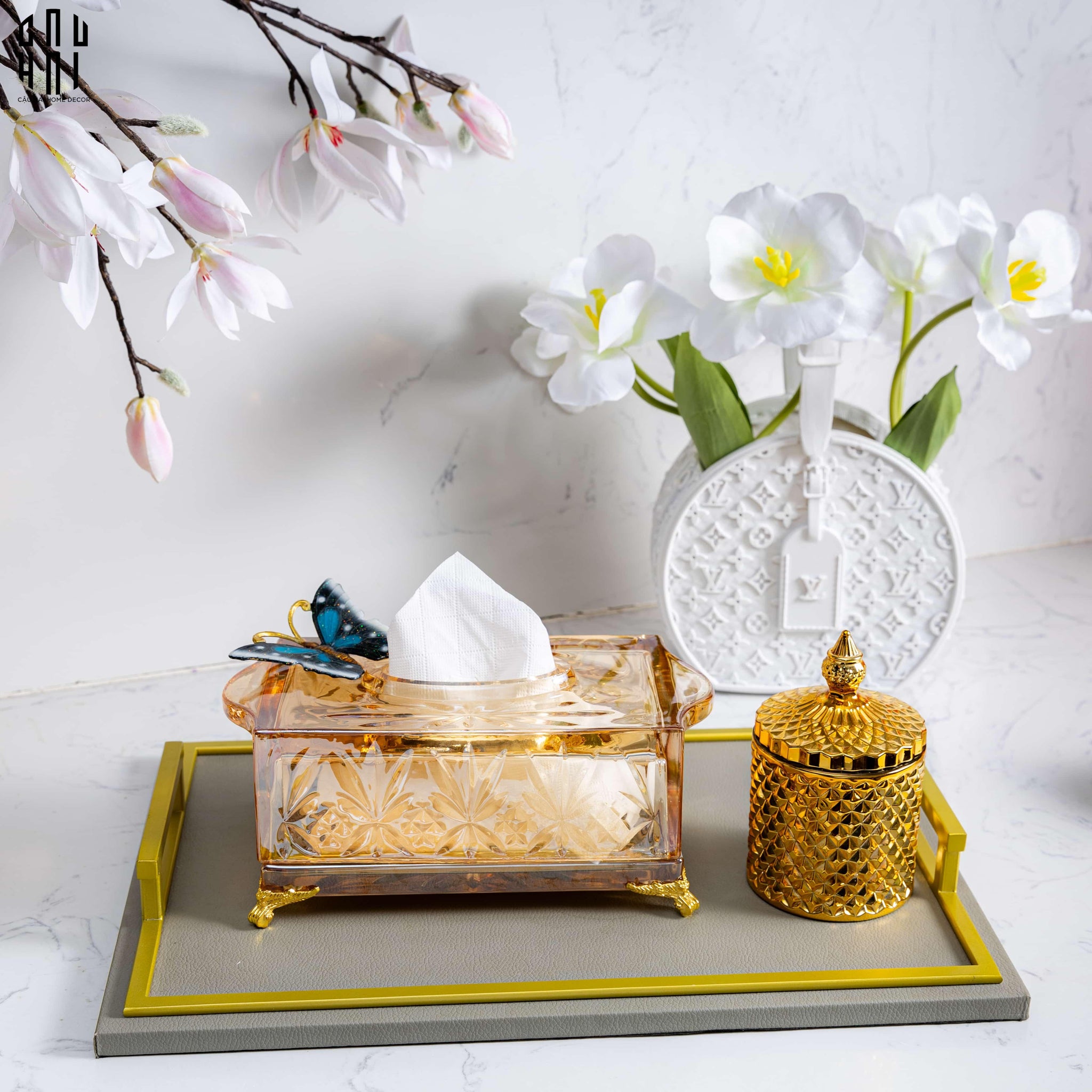 HỘP KHĂN GIẤY PHA LÊ SPRING BUTTERFLY-CẬU HAI HOME DECOR