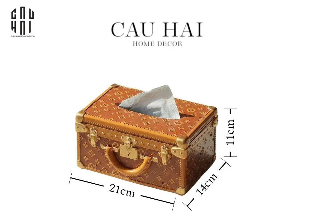 HỘP KHĂN GIẤY VALI LOUIS MONOGRAM CANNELLE-CẬU HAI HOME DECOR