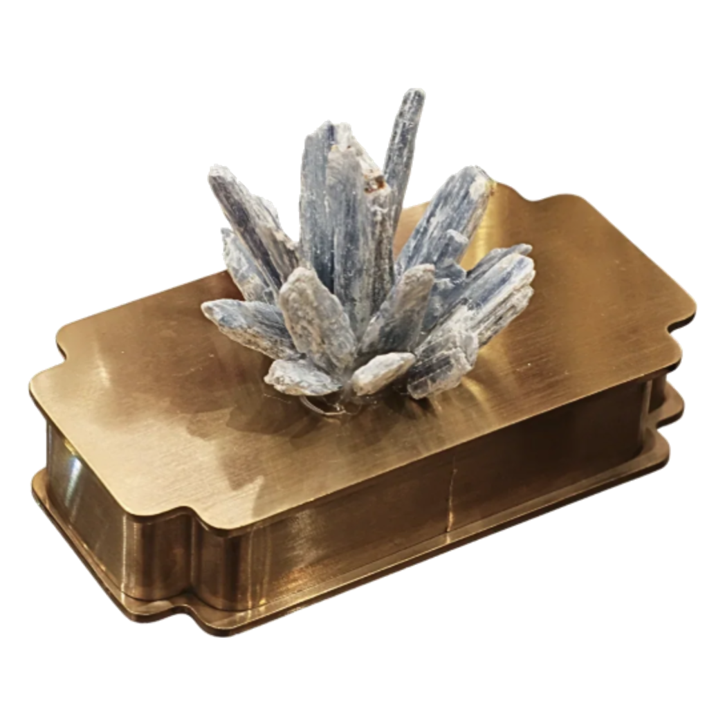 Hộp Tăm Bông Inox Đính Thạch Anh Cristal Minéral D'Or Toothpick Holder 6x12-Lọ Tăm bông - Bathroom Vanity-CẬU HAI HOME DECOR