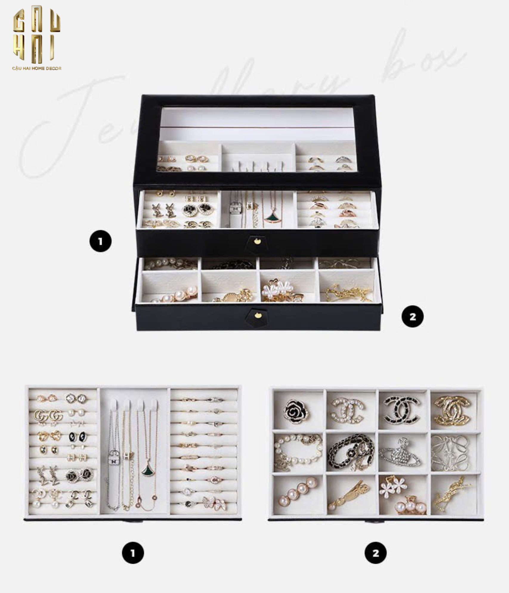 HỘP TRANG SỨC DA ELEGANCE FAUBOURG FW25-CẬU HAI HOME DECOR