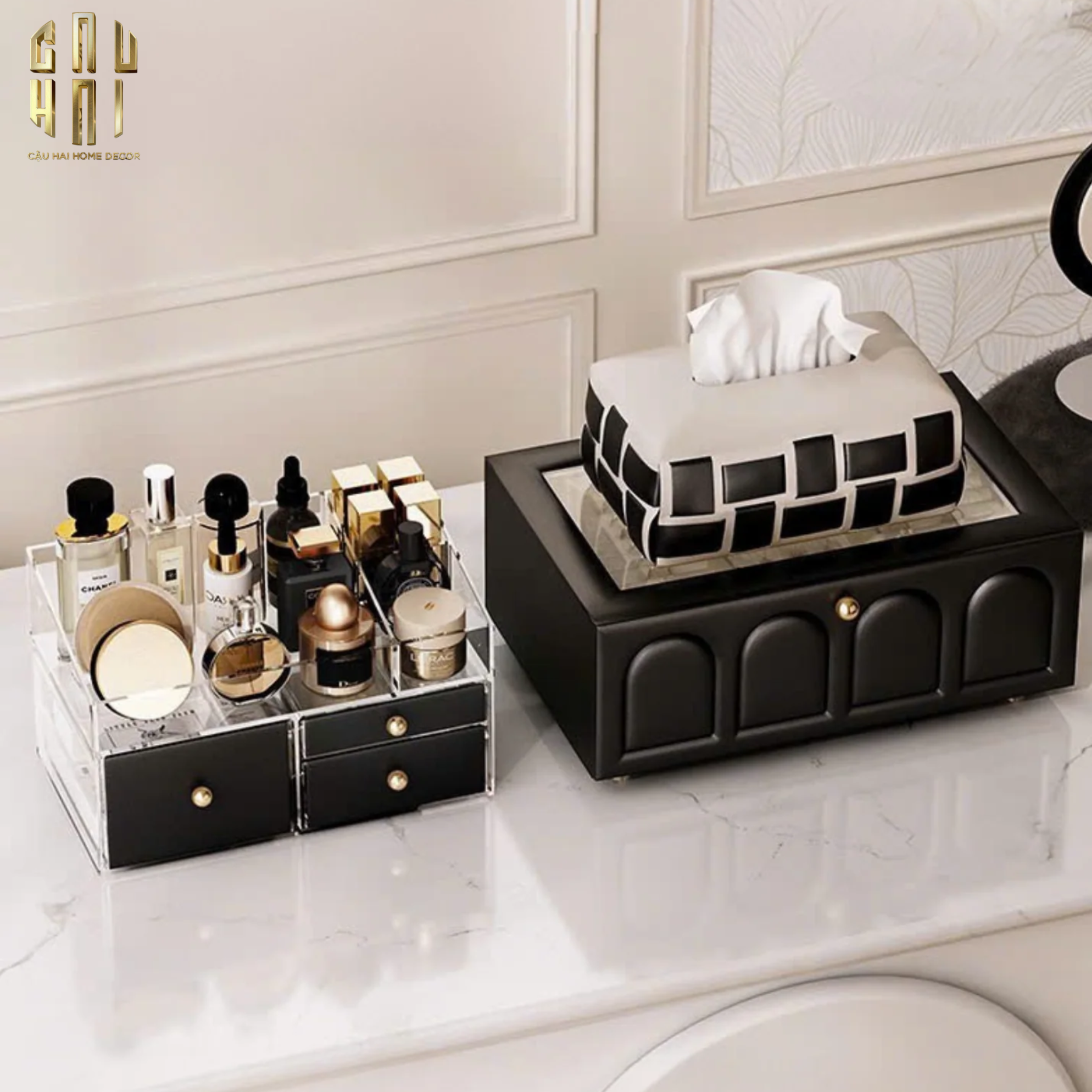 HỘP TRANG SỨC DA ELEGANCE FAUBOURG FW25-CẬU HAI HOME DECOR