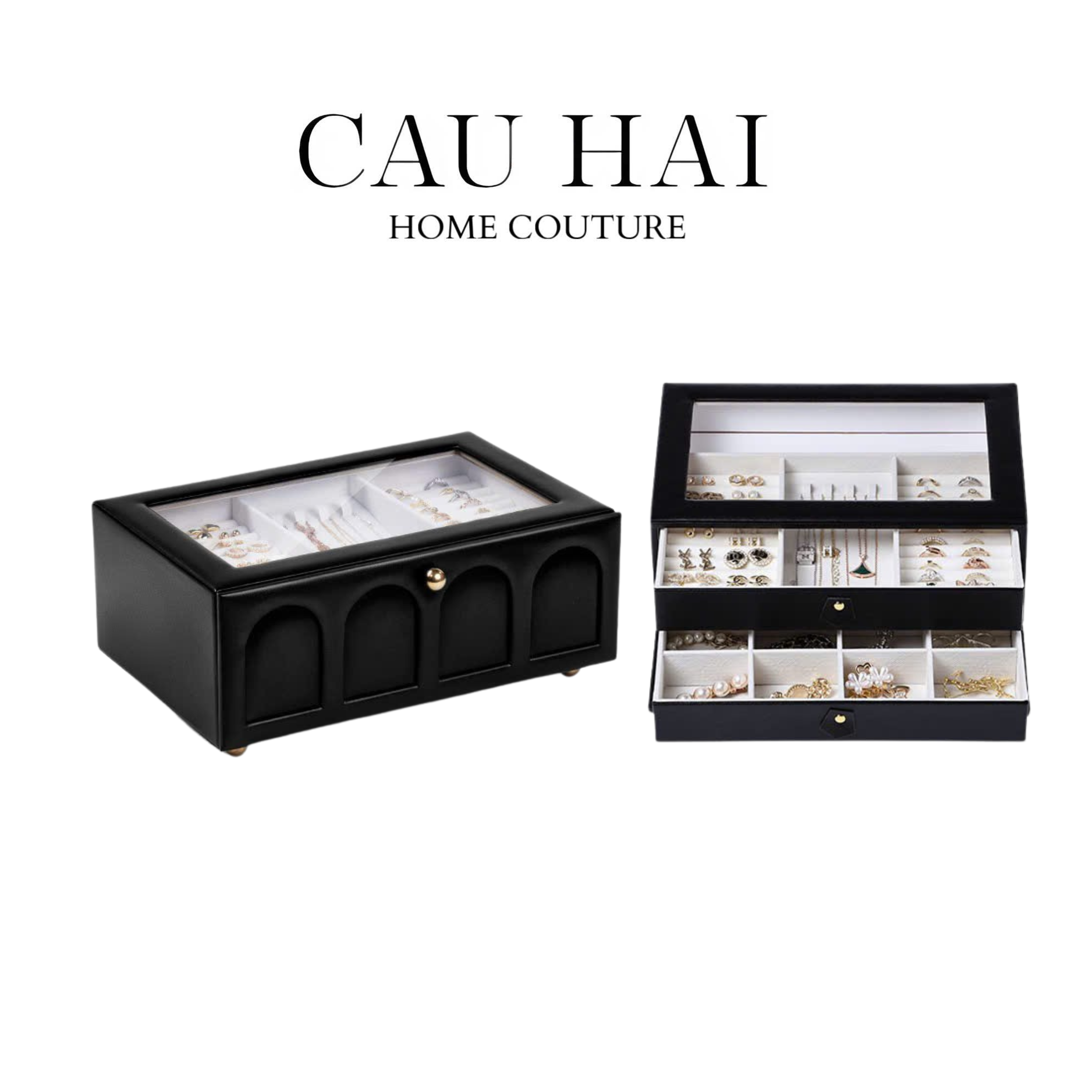 HỘP TRANG SỨC DA ELEGANCE FAUBOURG FW25-CẬU HAI HOME DECOR