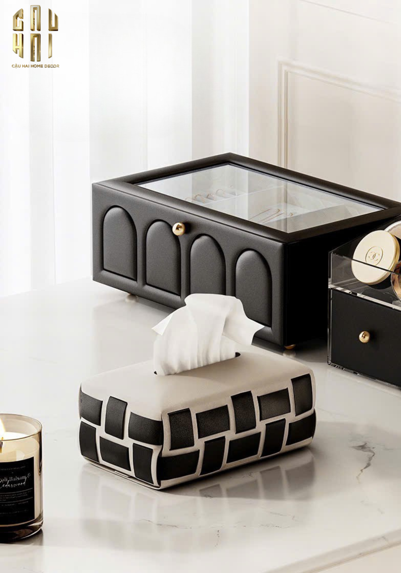 HỘP TRANG SỨC DA ELEGANCE FAUBOURG FW25-CẬU HAI HOME DECOR