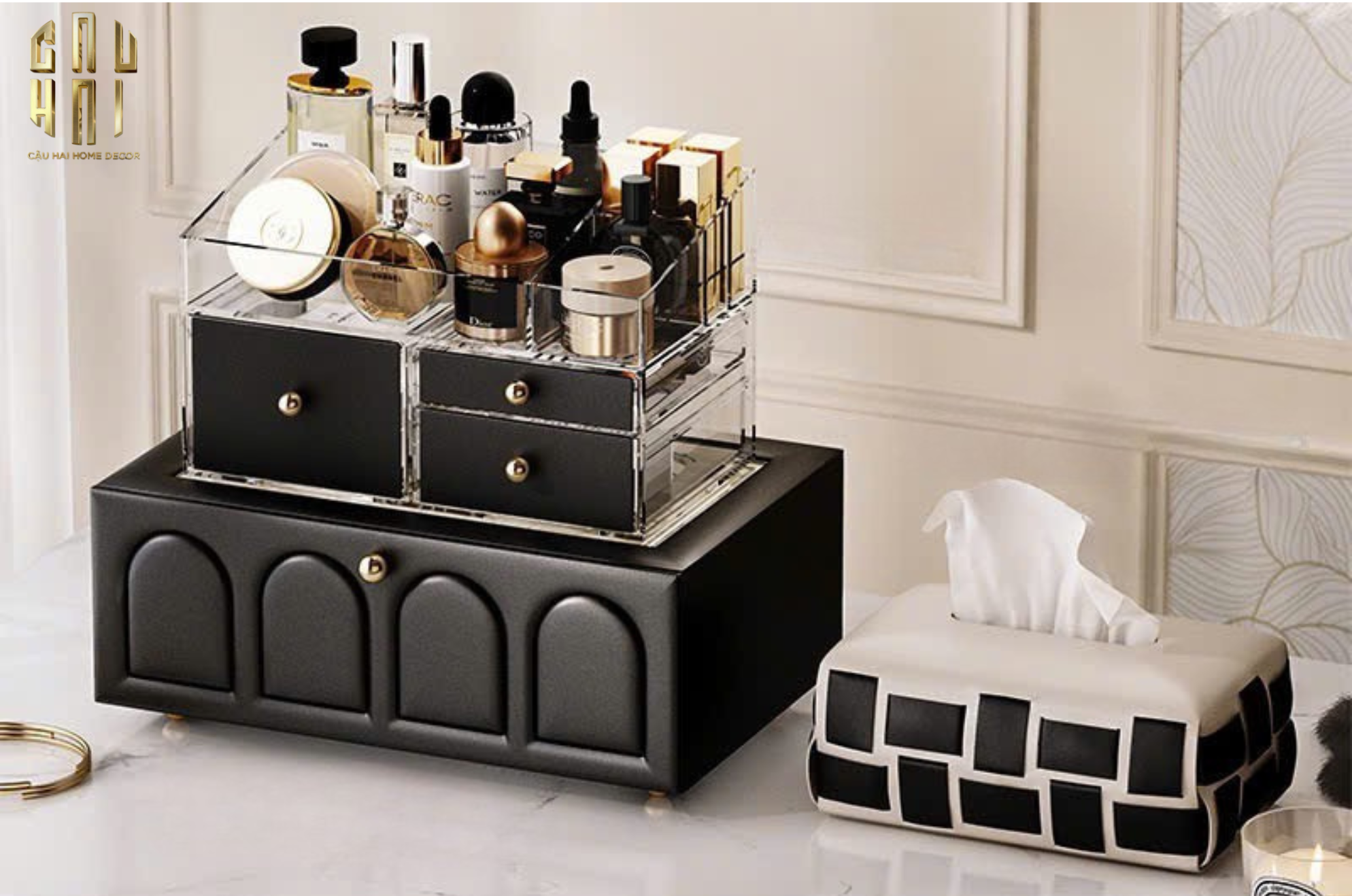 HỘP TRANG SỨC DA ELEGANCE FAUBOURG FW25-CẬU HAI HOME DECOR