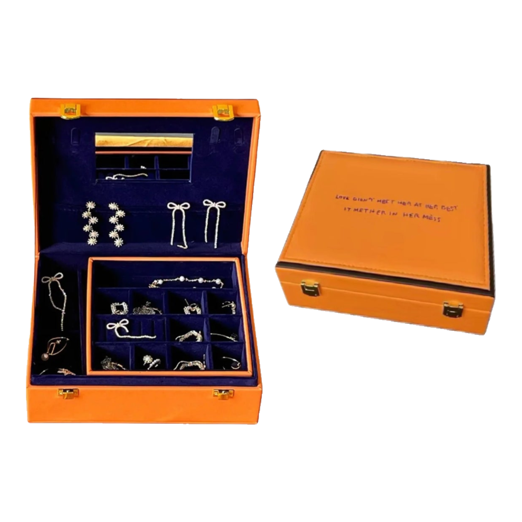 Hộp Trang Sức Da Màu Cam Biểu Tượng Lux Leather H-Signature
