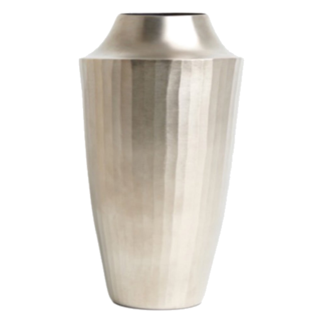 Indira Maison Couture - Bình Hoa Hợp Kim Metalic Platinum Fluted Silhouette Vase - Cậu Hai Home Decor
