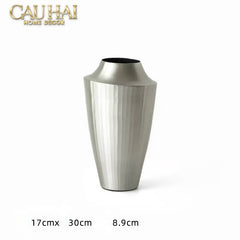 Indira Maison Couture - Bình Hoa Hợp Kim Metalic Platinum Fluted Silhouette Vase 17x6.9x30-CẬU HAI HOME DECOR