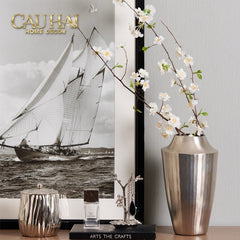 Indira Maison Couture - Bình Hoa Hợp Kim Metalic Platinum Fluted Silhouette Vase 17x6.9x30-CẬU HAI HOME DECOR