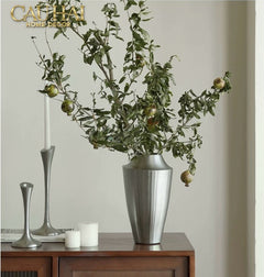 Indira Maison Couture - Bình Hoa Hợp Kim Metalic Platinum Fluted Silhouette Vase 17x6.9x30-CẬU HAI HOME DECOR