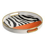 Zebra Round Serving Trays D35 - Sauvage Vermilion Acrylic Wooden Tray