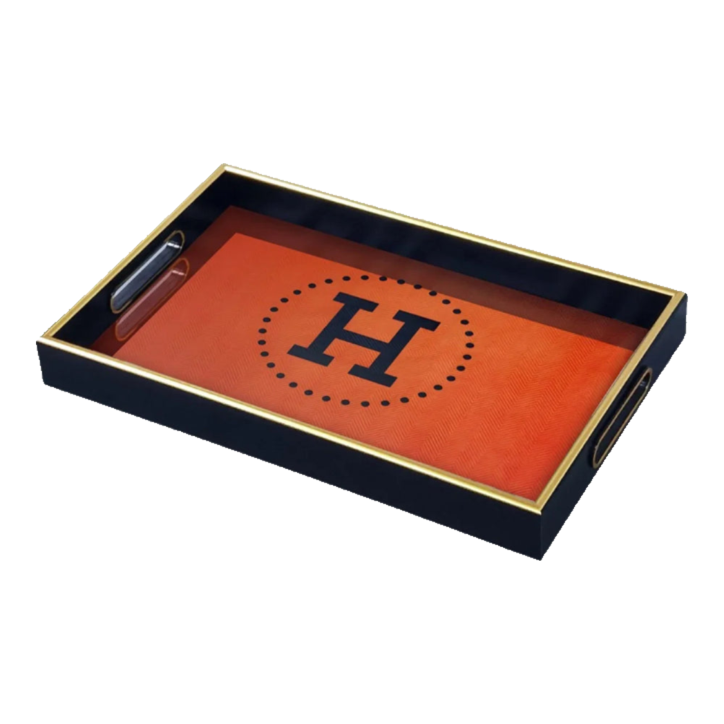 Signature H Icon Vermilion Rectangular Wooden Tray - Special Edition 28x35