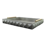 Gothic Inspired Rectangular Leather Tray - Geometric Gris Leather Changing Tray 38x30cm