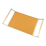 Curves Handles Orange Leather Linea Dorée Tray 53x30cm