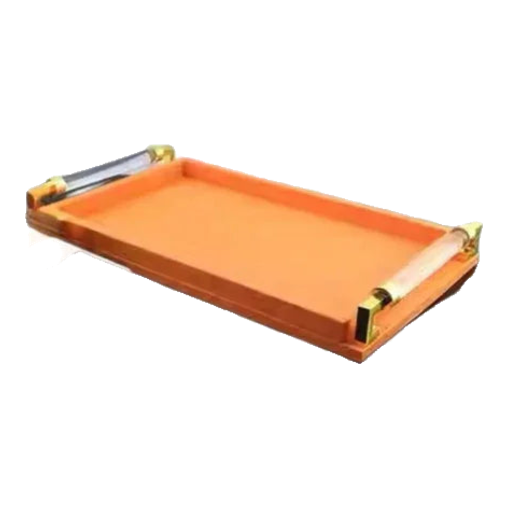 Amber Touch Rectangular Leather Tray with Acrylic Handles Signature Sienna Leather Trays 42x26cm