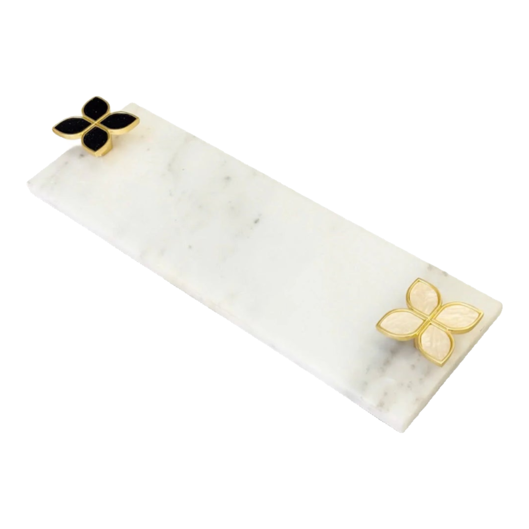 Manhattan Urban Terrace Marble Tray - Special Clover Knob 15 x 30